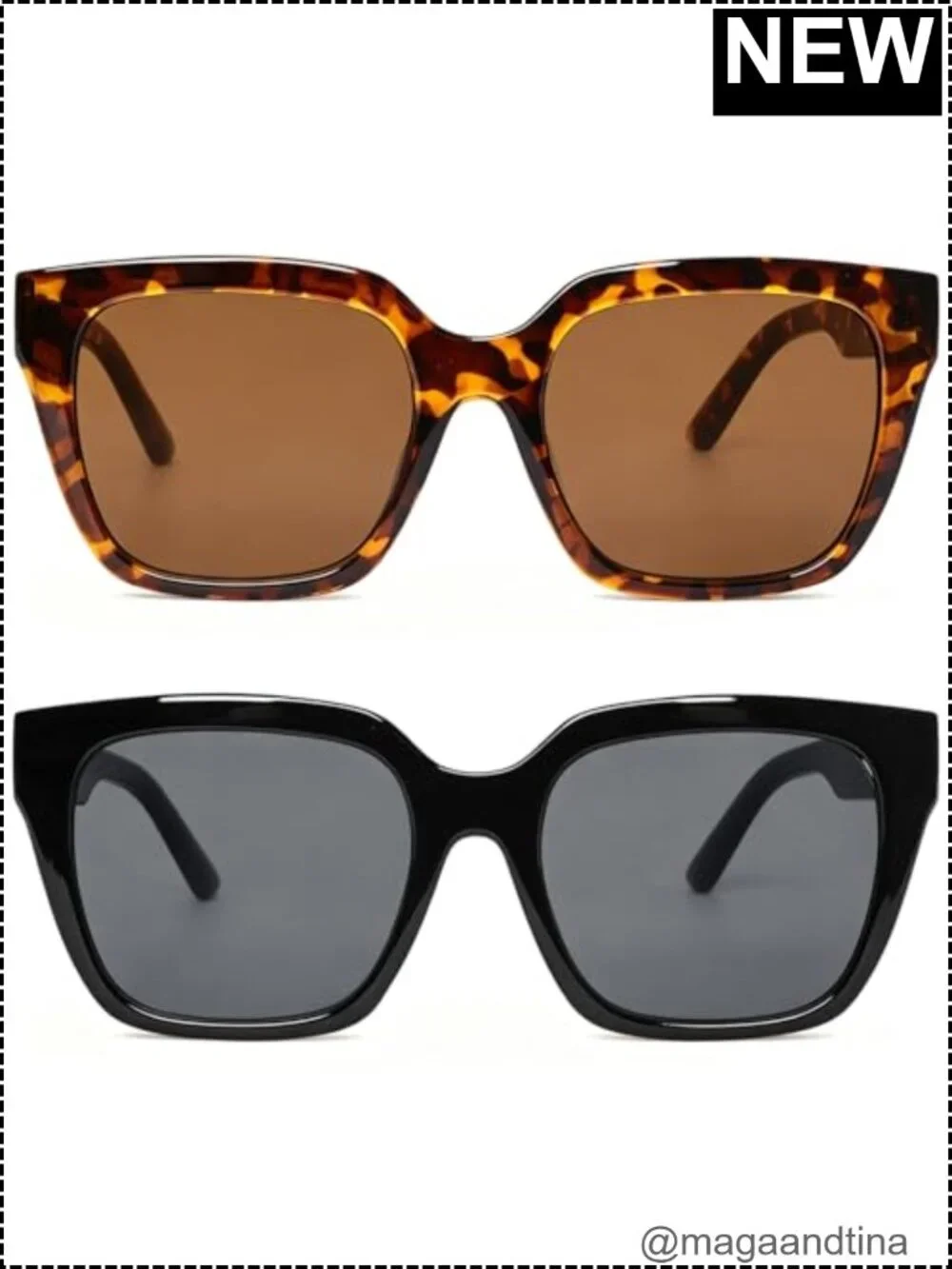 2 Oversized Square Sunglasses Women UV Protection Retro Shades Set